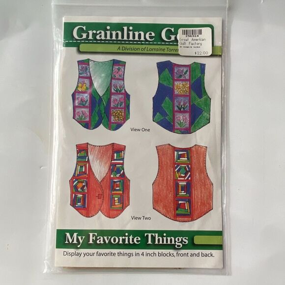 Grainline Gear 1510 Pattern My Favorite Things Vest Grandma Patchwork Unique - Picture 2 of 6